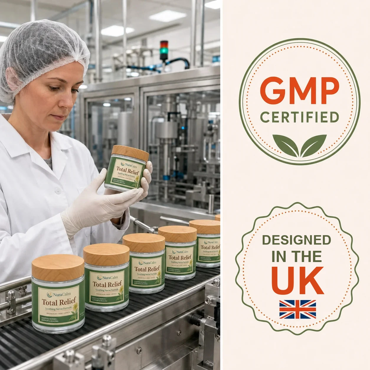 Inside the GMP-certified facility — the real Total Relief jars on the line